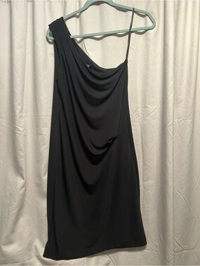 Talbots Black One-Shoulder Draped Dress